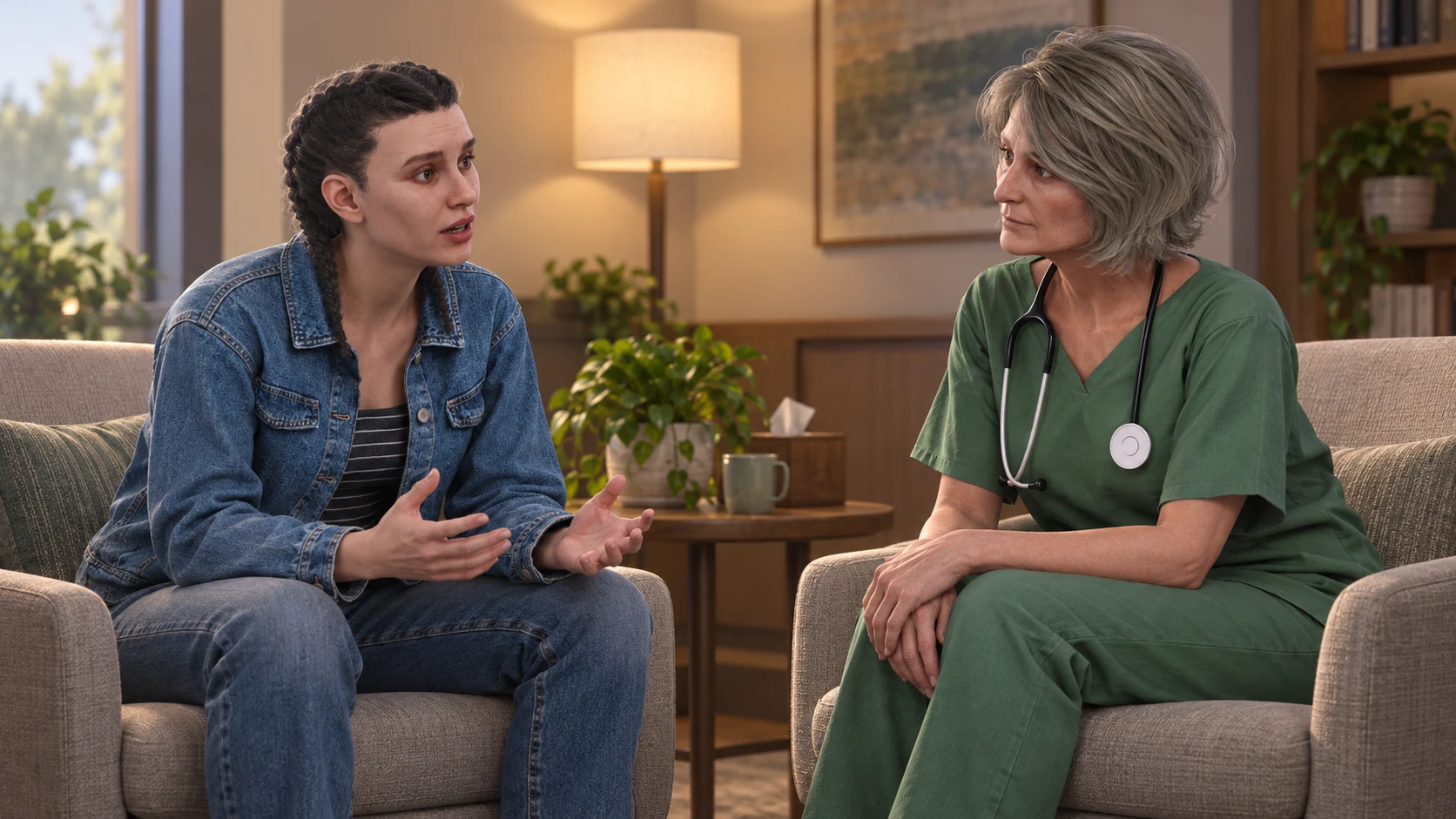 Xuron virtual humans in a face-to-face clinical conversation