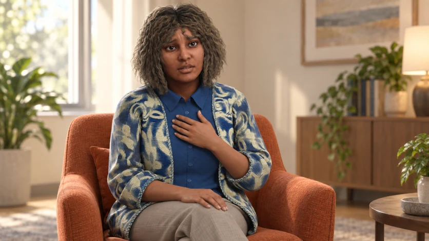 A Xuron virtual patient expressing concern
