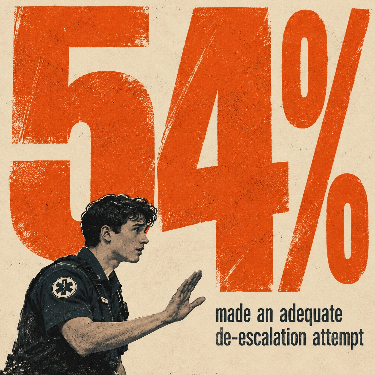 Study illustration: 54% of EMS professionals made an adequate de-escalation attempt in simulated violent encounters.